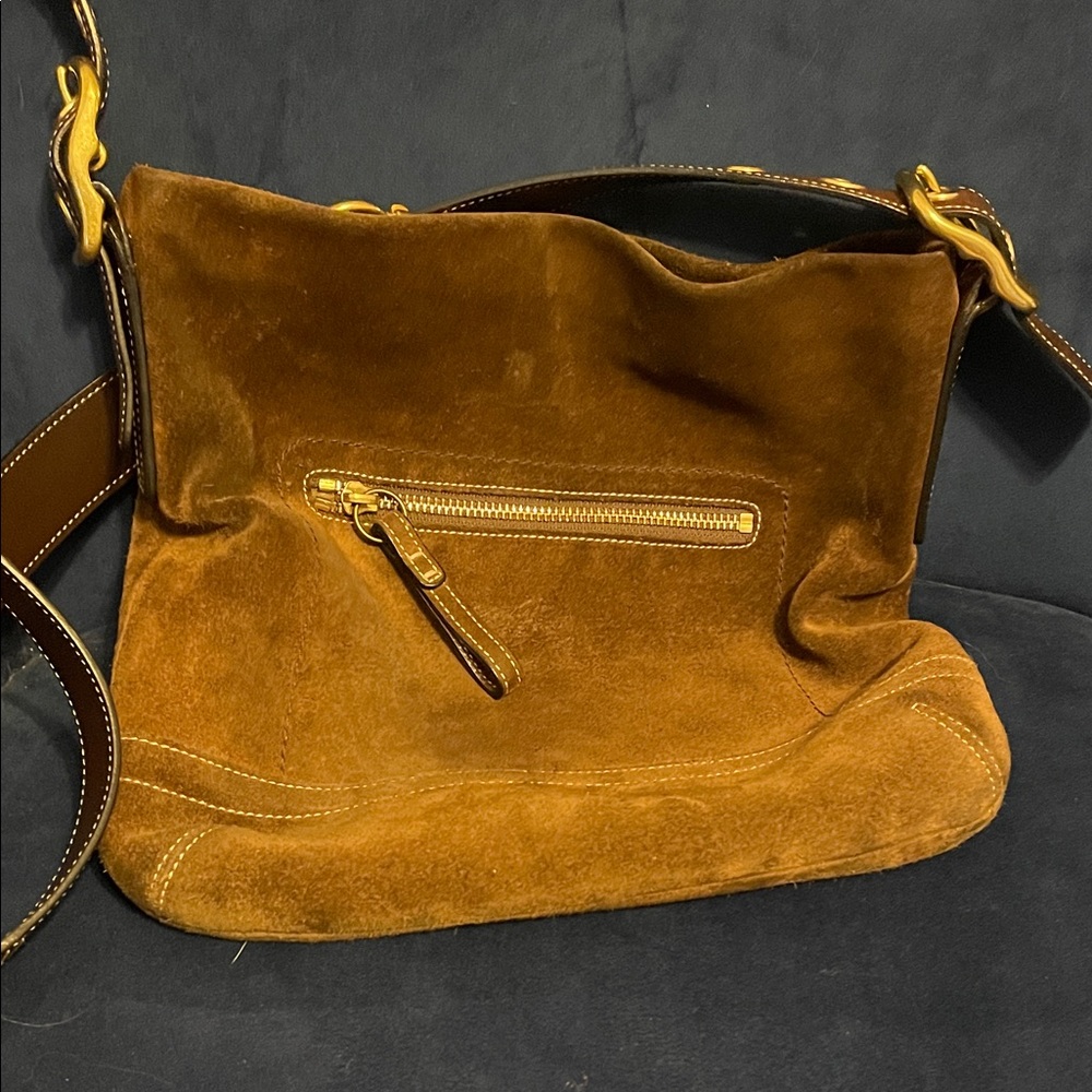 Vintage Coach Tan Suede Crossbody Bag